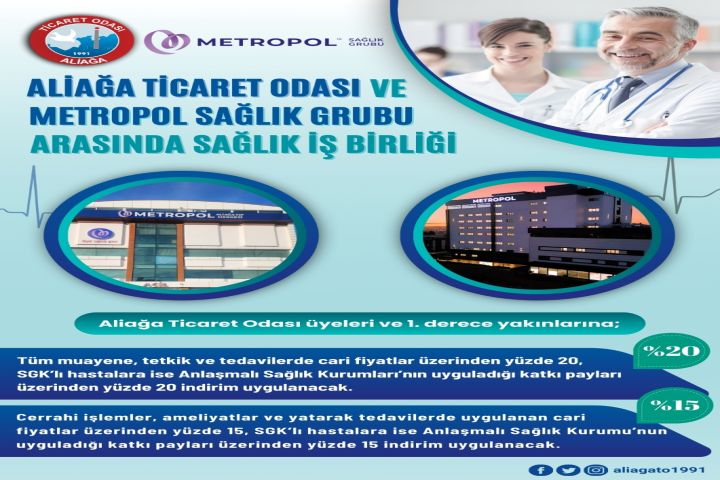 ALİAĞA TİCARET ODASI VE METROPOL SAĞLIK GRUBU ARASINDA SAĞLIK İŞ BİRLİĞİ